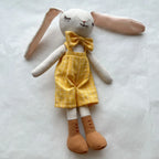 Mouse Doll Cotton-Linen With Crocheted Floral Dress