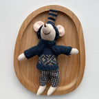 Mouse Doll Cotton-Linen With Crocheted Floral Dress