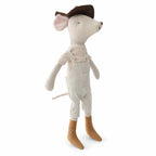 Mouse Doll Cotton-Linen With Crocheted Floral Dress