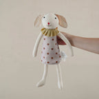 Mouse Doll Cotton-Linen With Crocheted Floral Dress