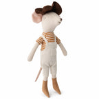 Mouse Doll Cotton-Linen With Crocheted Floral Dress