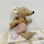 Mouse Doll Cotton-Linen With Crocheted Floral Dress