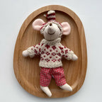 Mouse Doll Cotton-Linen With Crocheted Floral Dress