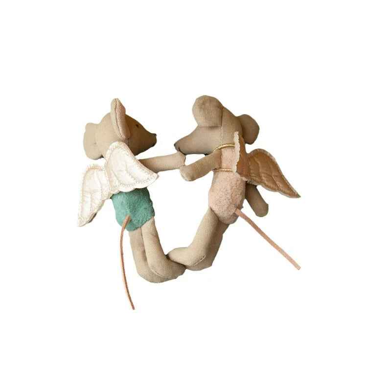 Mouse Doll Cotton-Linen With Crocheted Floral Dress