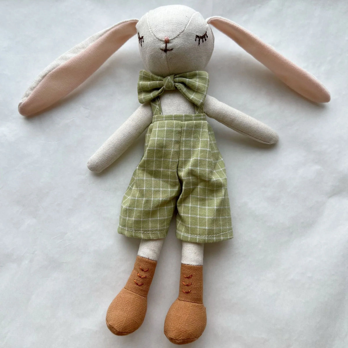 Mouse Doll Cotton-Linen With Crocheted Floral Dress