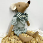 Mouse Doll Cotton-Linen With Crocheted Floral Dress