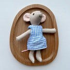 Mouse Doll Cotton-Linen With Crocheted Floral Dress