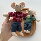 Mouse Doll Cotton-Linen With Crocheted Floral Dress