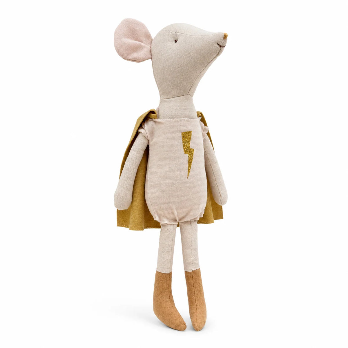 Mouse Doll Cotton-Linen With Crocheted Floral Dress
