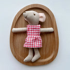 Mouse Doll Cotton-Linen With Crocheted Floral Dress