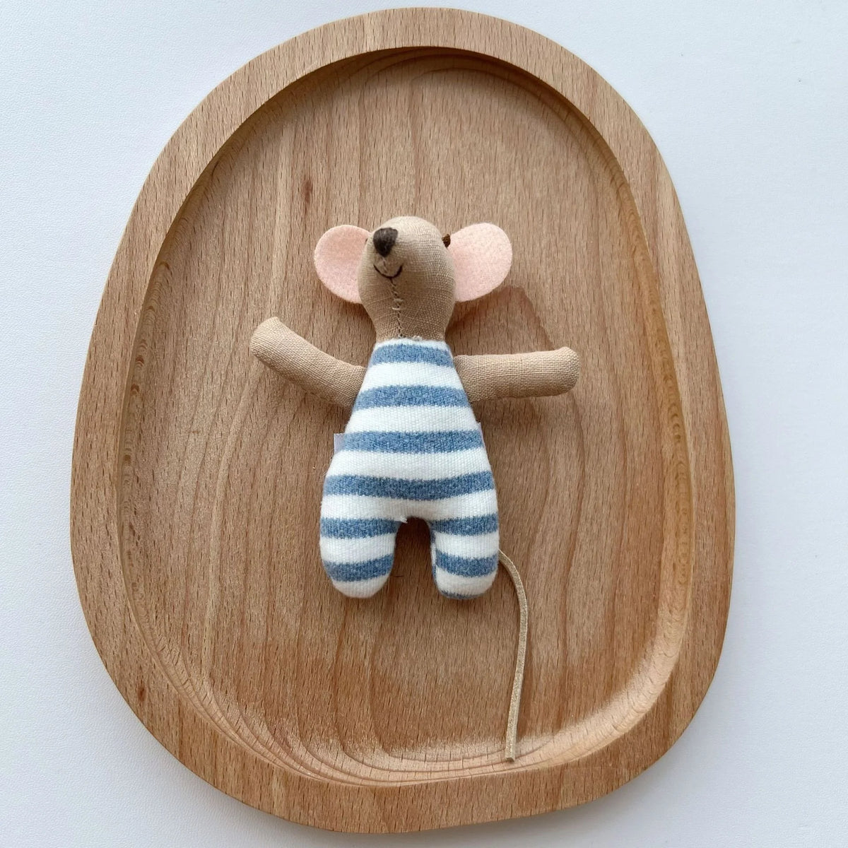 Mouse Doll Cotton-Linen With Crocheted Floral Dress
