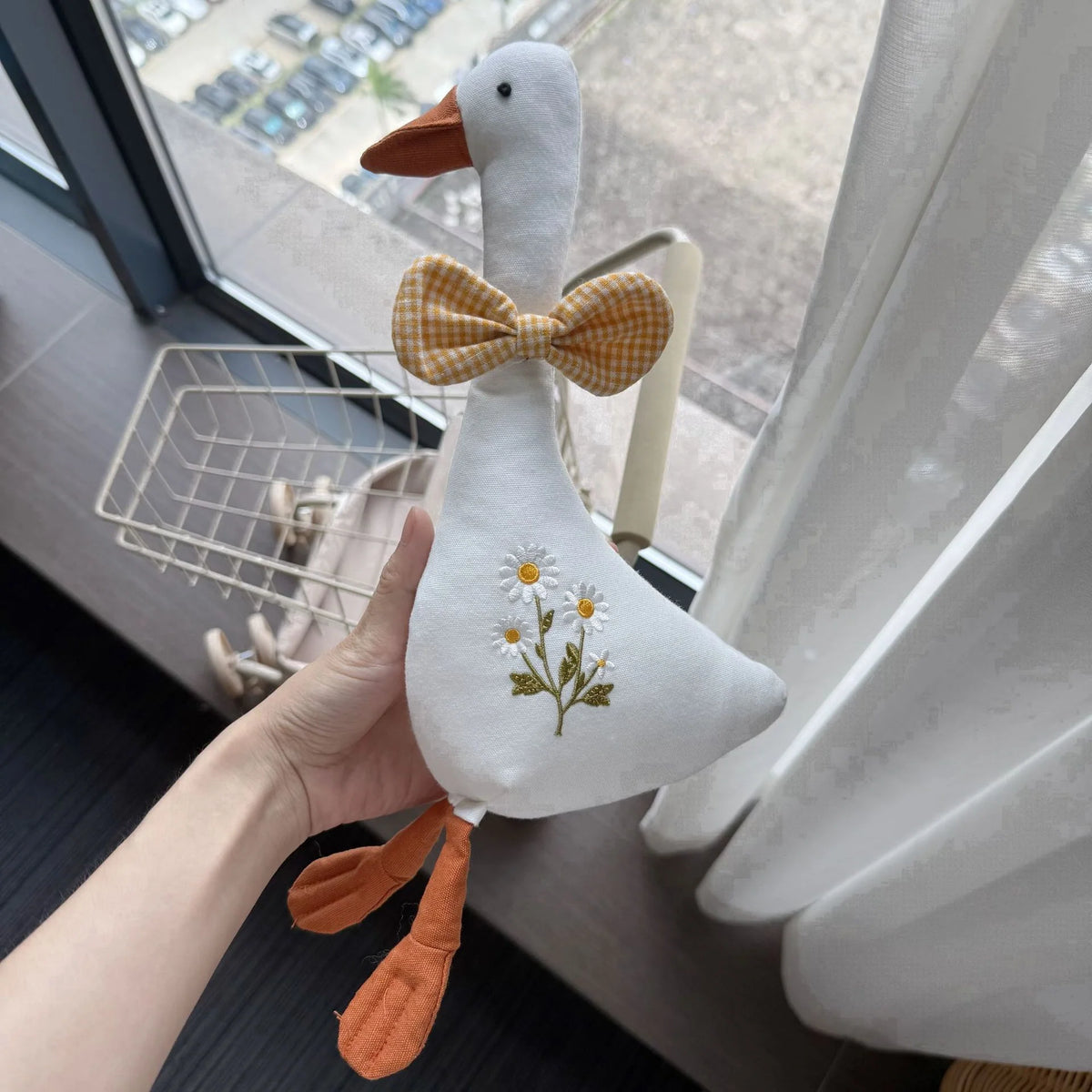 Mouse Doll Cotton-Linen With Crocheted Floral Dress