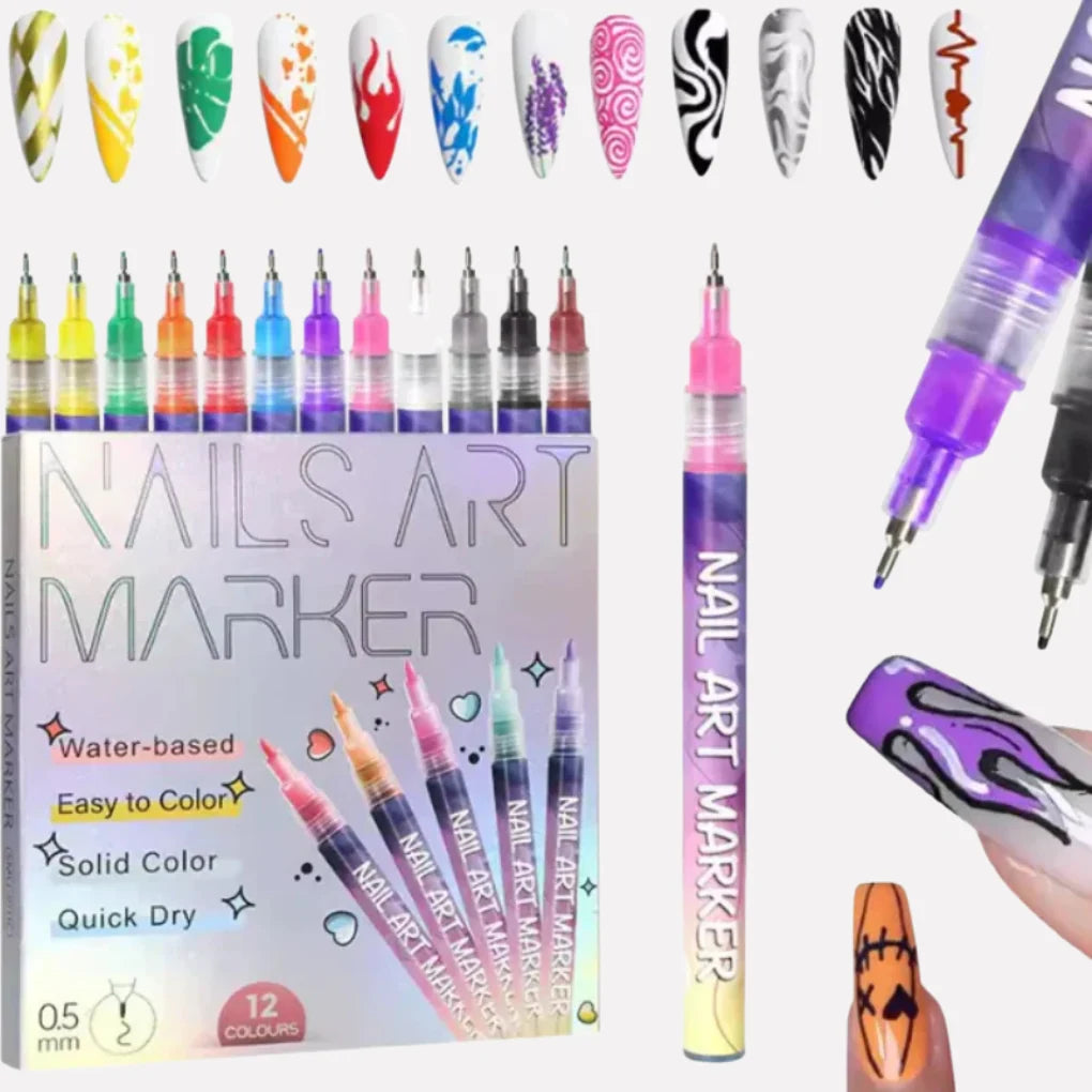 Nail Art Pen Set Vibrant Colors Easy Application