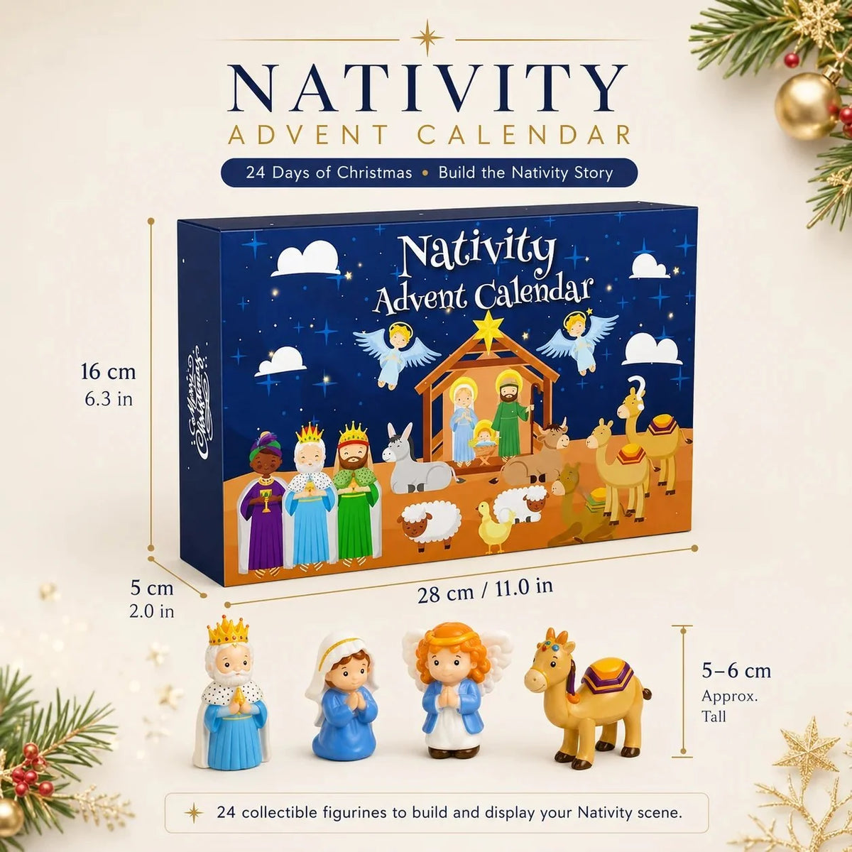 Nativity Advent Calendar 25 Figures Christmas Story Theme
