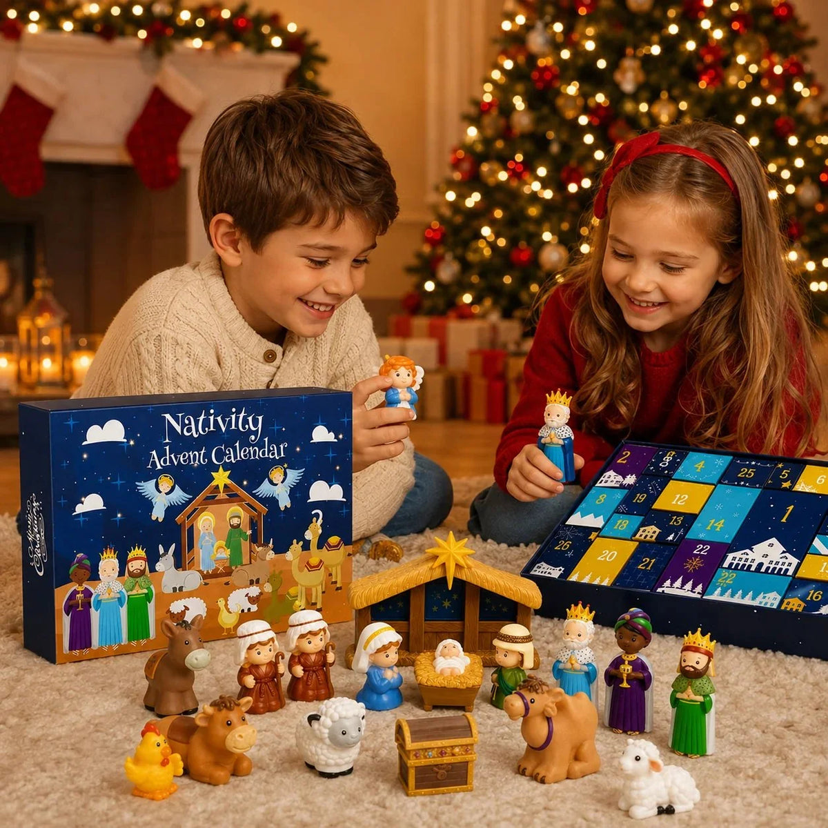 Nativity Advent Calendar 25 Figures Christmas Story Theme
