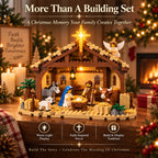 Nativity Building Block Set Illuminated Stable Bethlehem Star