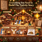 Nativity Building Block Set Illuminated Stable Bethlehem Star