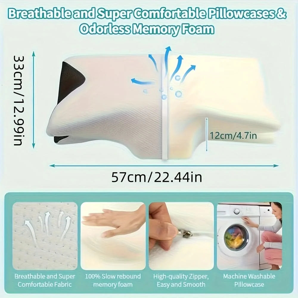 Neck Pillow Contoured Memory Foam Ergonomic Support for All Sleep Positions