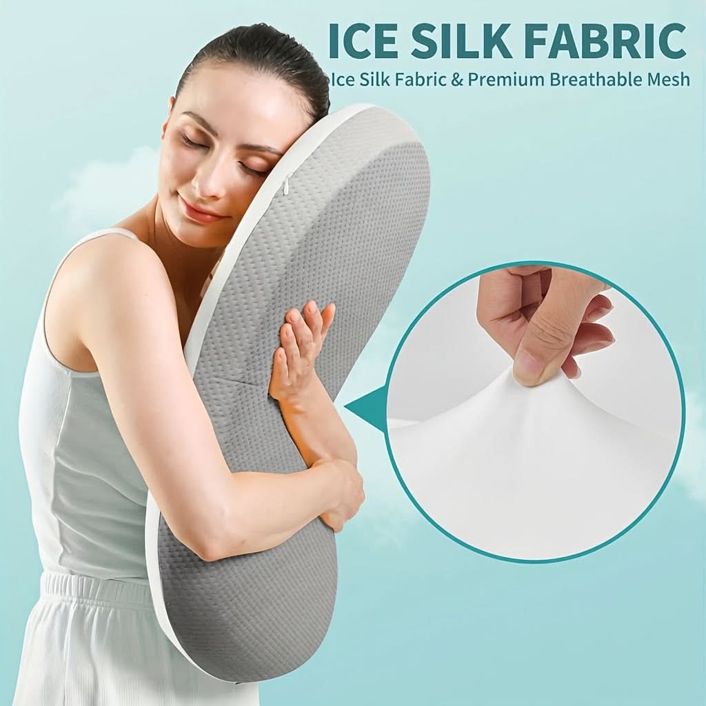 Neck Support Pillow Ergonomic Memory Foam Cooling Fabric