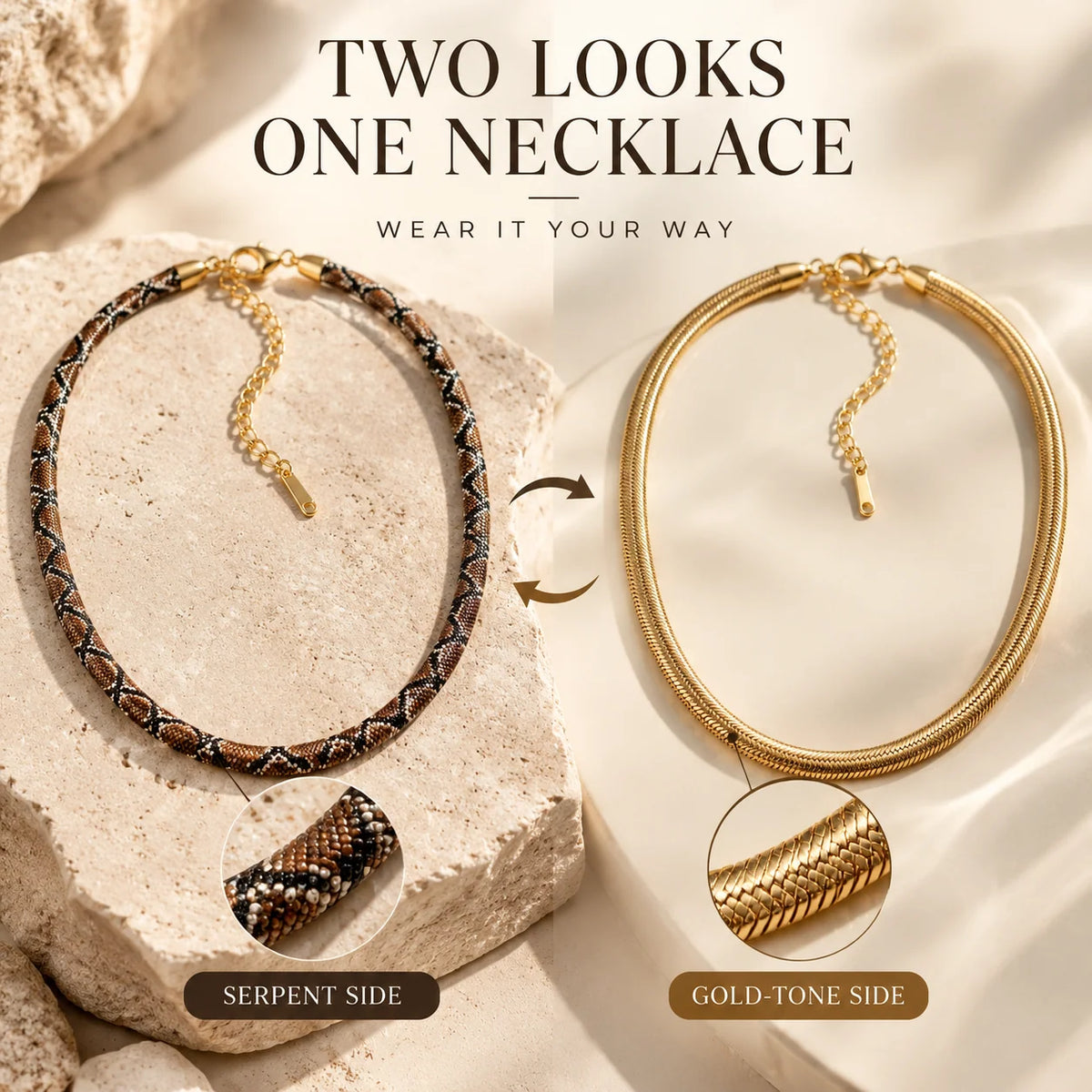 Necklace Serpent-Inspired Statement Design Six Color Options