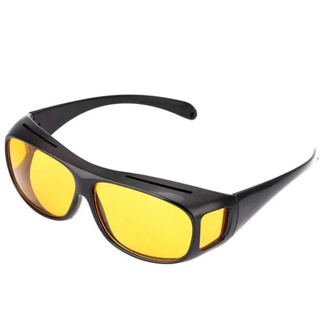 Night Driving Glasses Yellow Tint Wraparound Over Prescription Frames