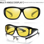 Night Driving Glasses Yellow Tint Wraparound Over Prescription Frames