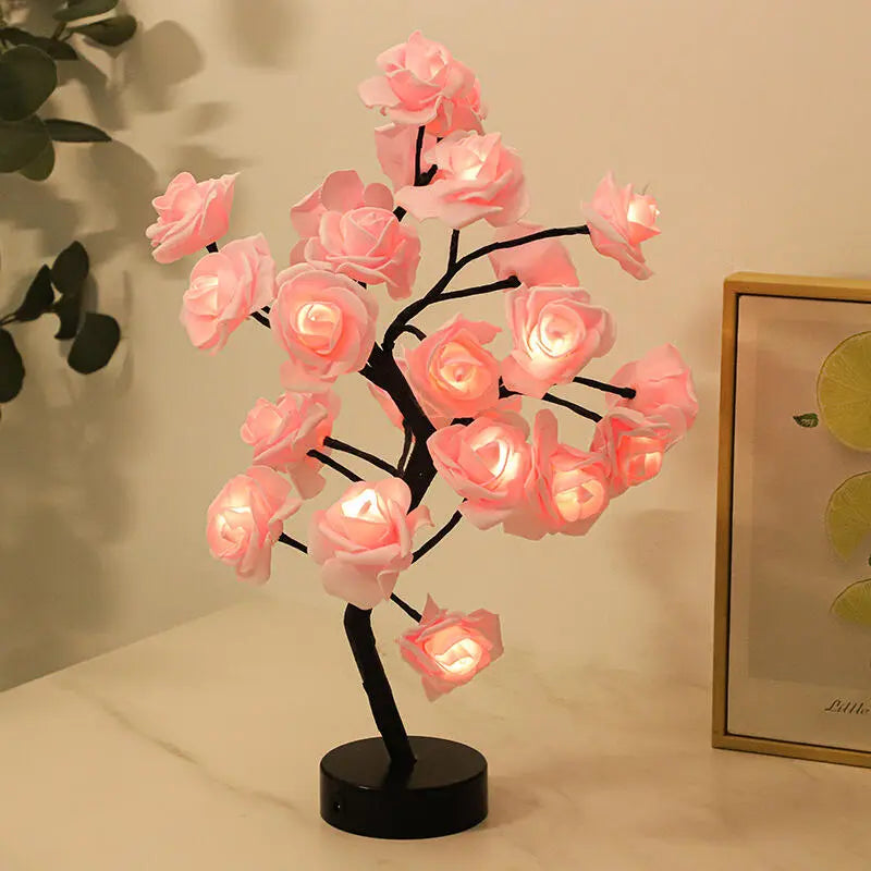 Night Light Rose LED Warm Ambient USB & Battery
