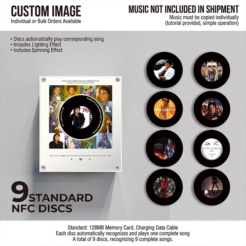 Night Light Rotating Vinyl Disc NFC Activated Magnetic Mount