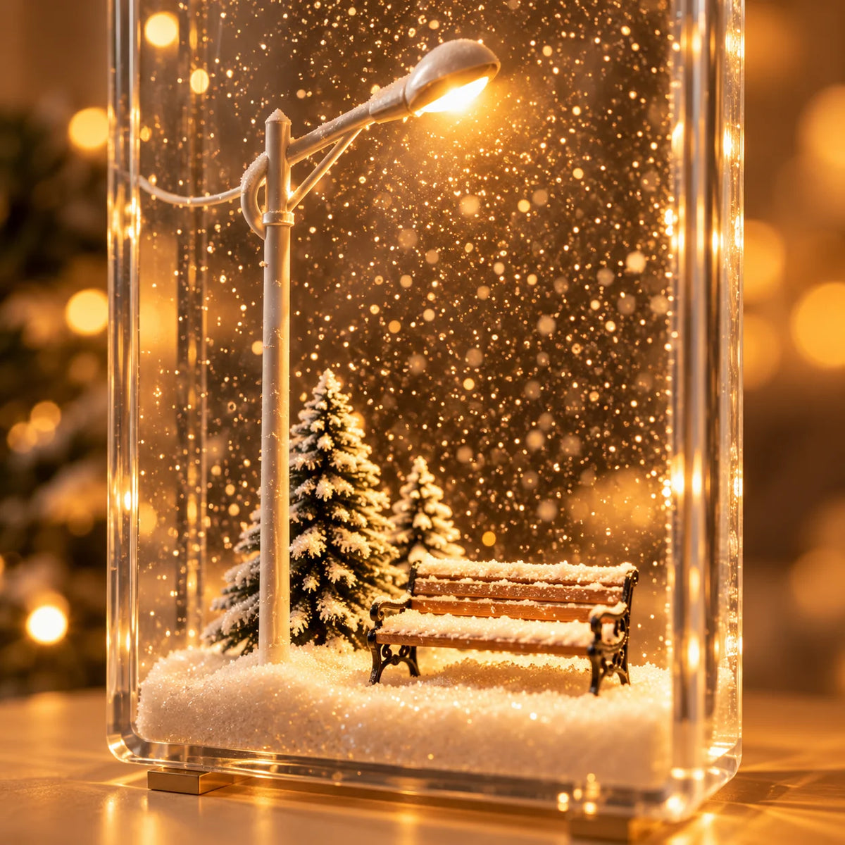 Night Light Snowy Street Scene Warm White LED