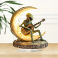 Night Light Warm Glow Wooden Base Alien Guitar Design