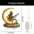 Night Light Warm Glow Wooden Base Alien Guitar Design