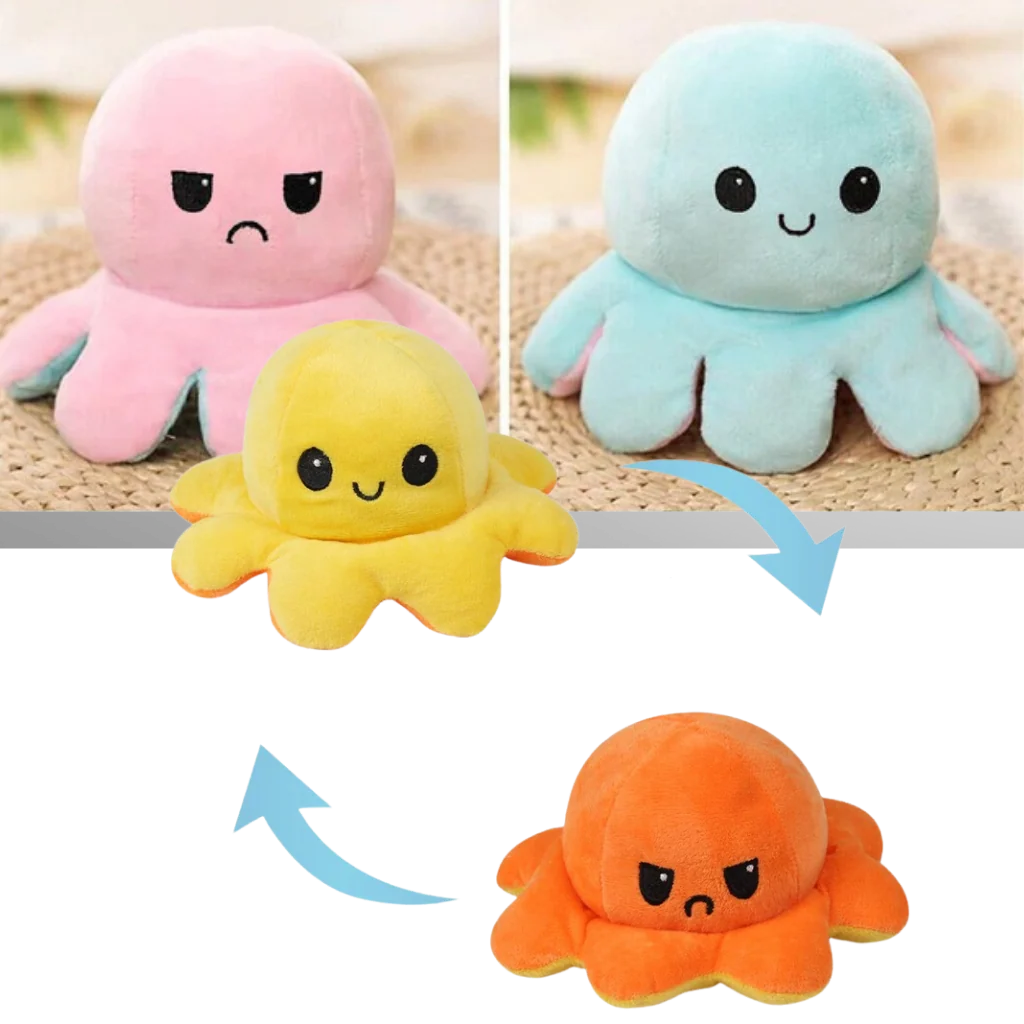 Octopus Plush Reversible Happy & Sad Faces Cotton Fabric