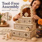 Ofrenda Display Three-Tier Wooden Tabletop Stand