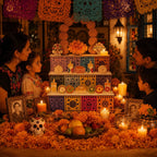 Ofrenda Display Three-Tier Wooden Tabletop Stand