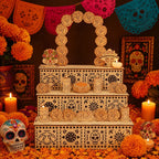 Ofrenda Display Three-Tier Wooden Tabletop Stand