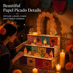 Ofrenda Display Three-Tier Wooden Tabletop Stand
