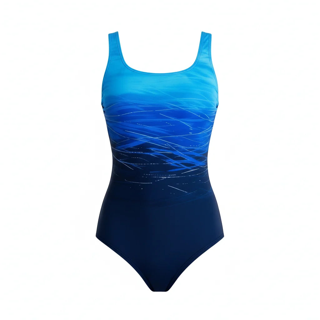 One-Piece Swimsuit Ombre Gradient Stretchy Quick-Drying Fabric
