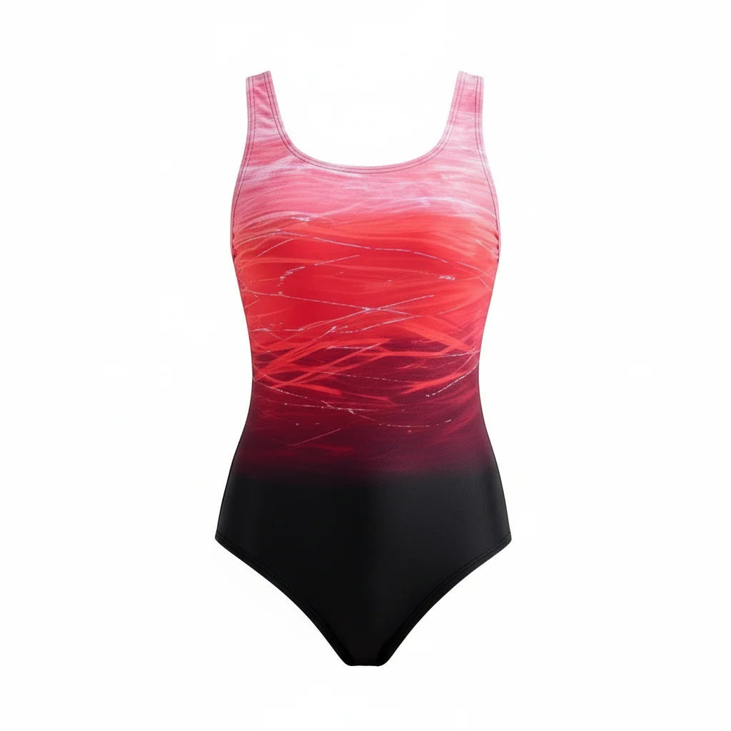 One-Piece Swimsuit Ombre Gradient Stretchy Quick-Drying Fabric