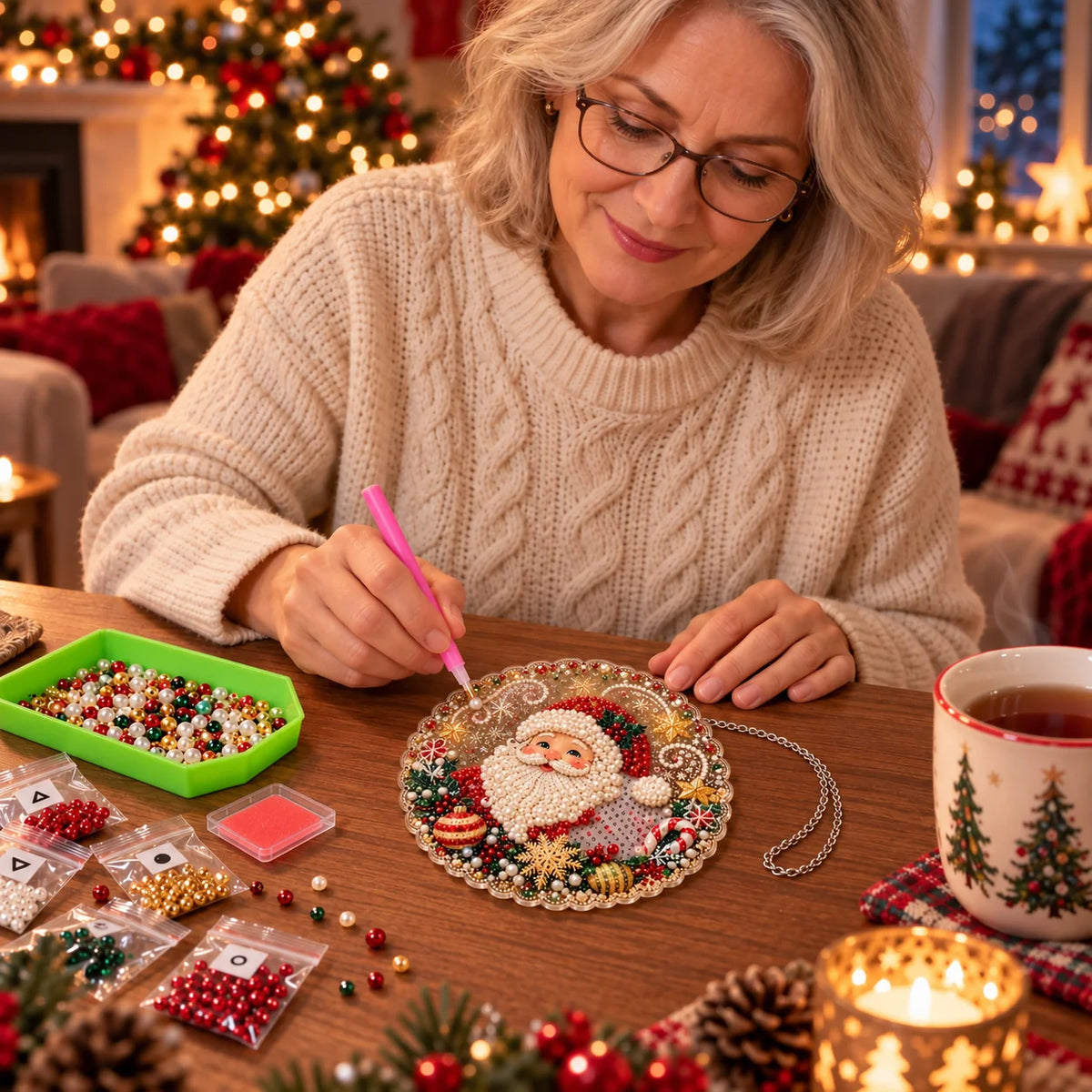 Ornament Kit Diamond Art Rhinestones & Pearls
