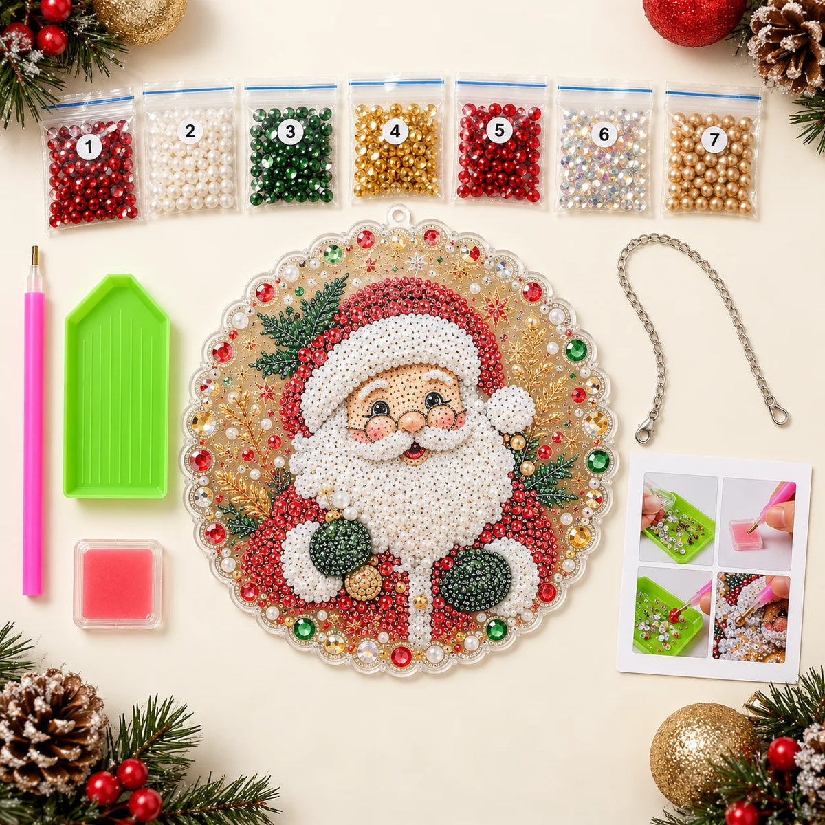 Ornament Kit Diamond Art Rhinestones & Pearls