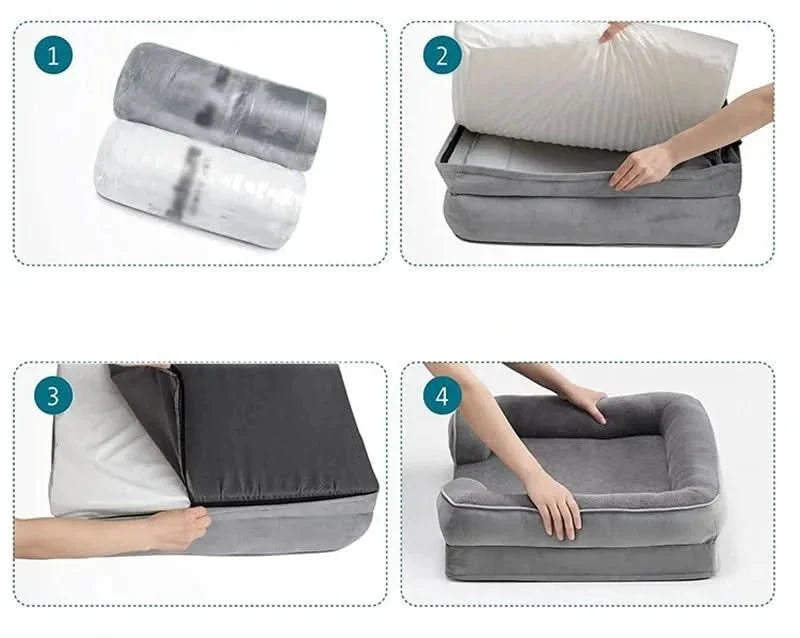 Orthopedic Dog Bed Velvet Cover Machine-Washable Joint Support