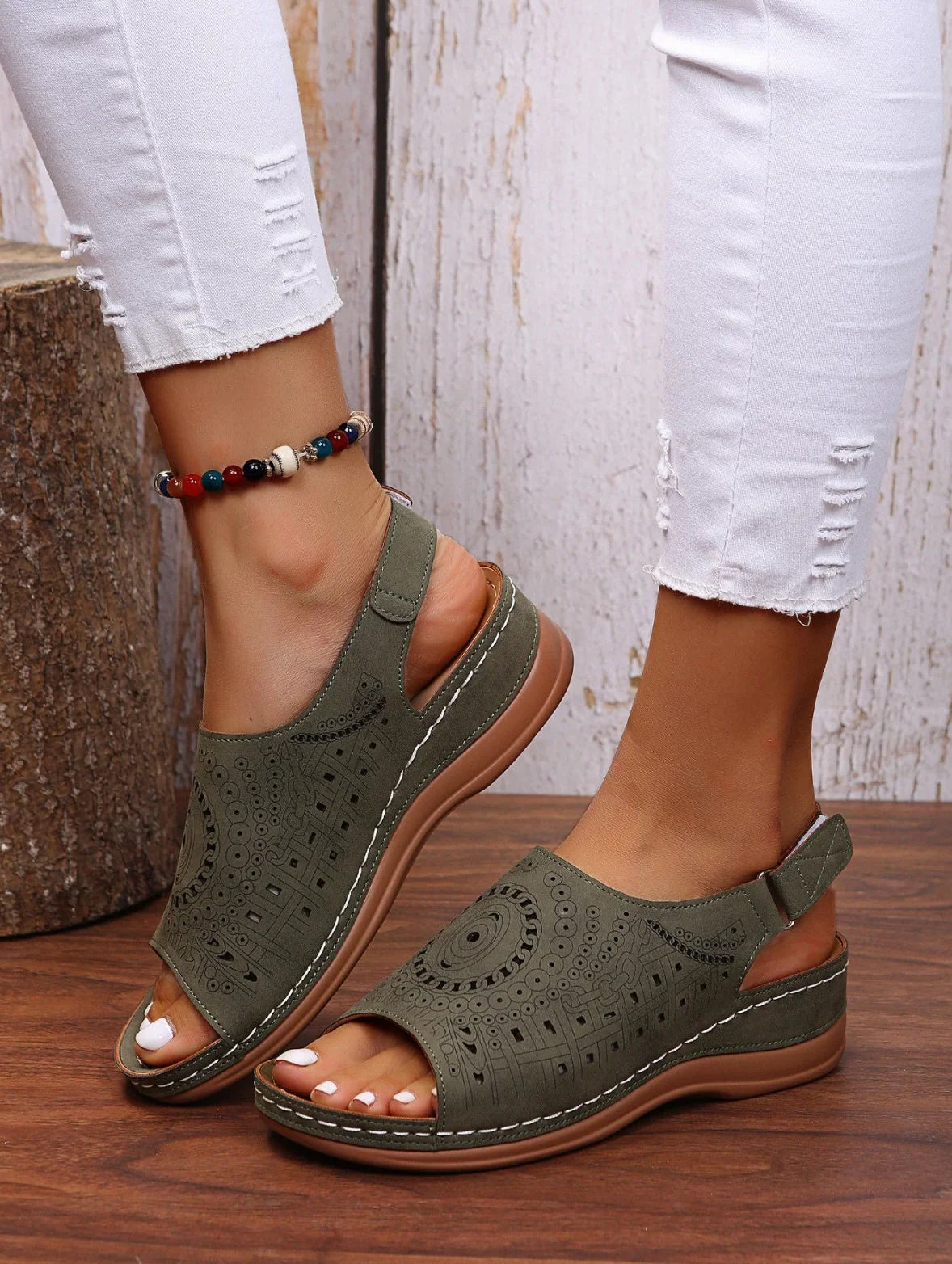 Orthopedic Sandals Three-Arch Support Adjustable Strap Non-Slip Rubber Sole