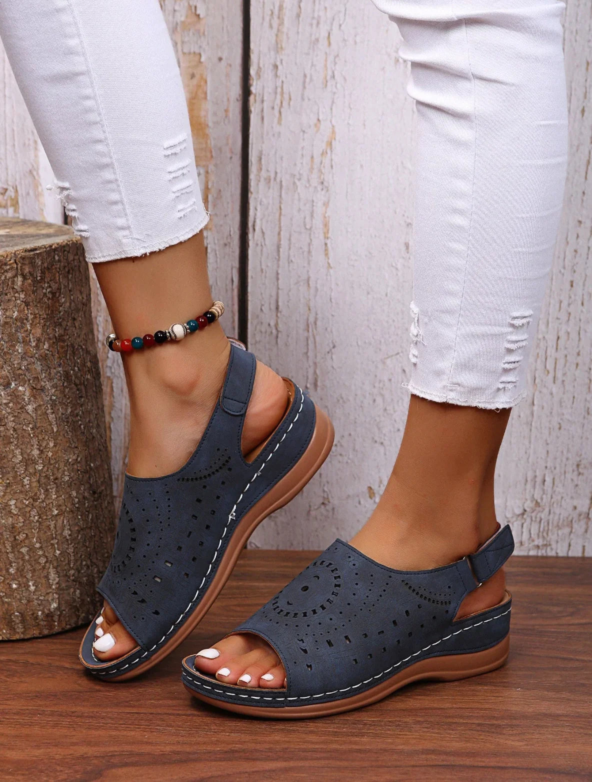 Orthopedic Sandals Three-Arch Support Adjustable Strap Non-Slip Rubber Sole