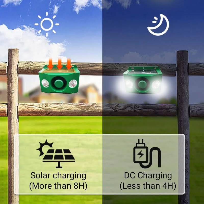 Outdoor Animal Deterrent Solar-Powered Flashing LED 33-Foot Range