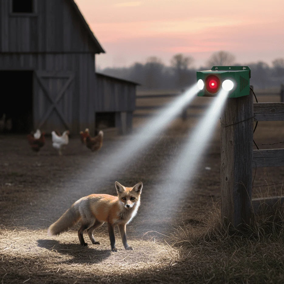 Outdoor Animal Deterrent Solar-Powered Flashing LED 33-Foot Range