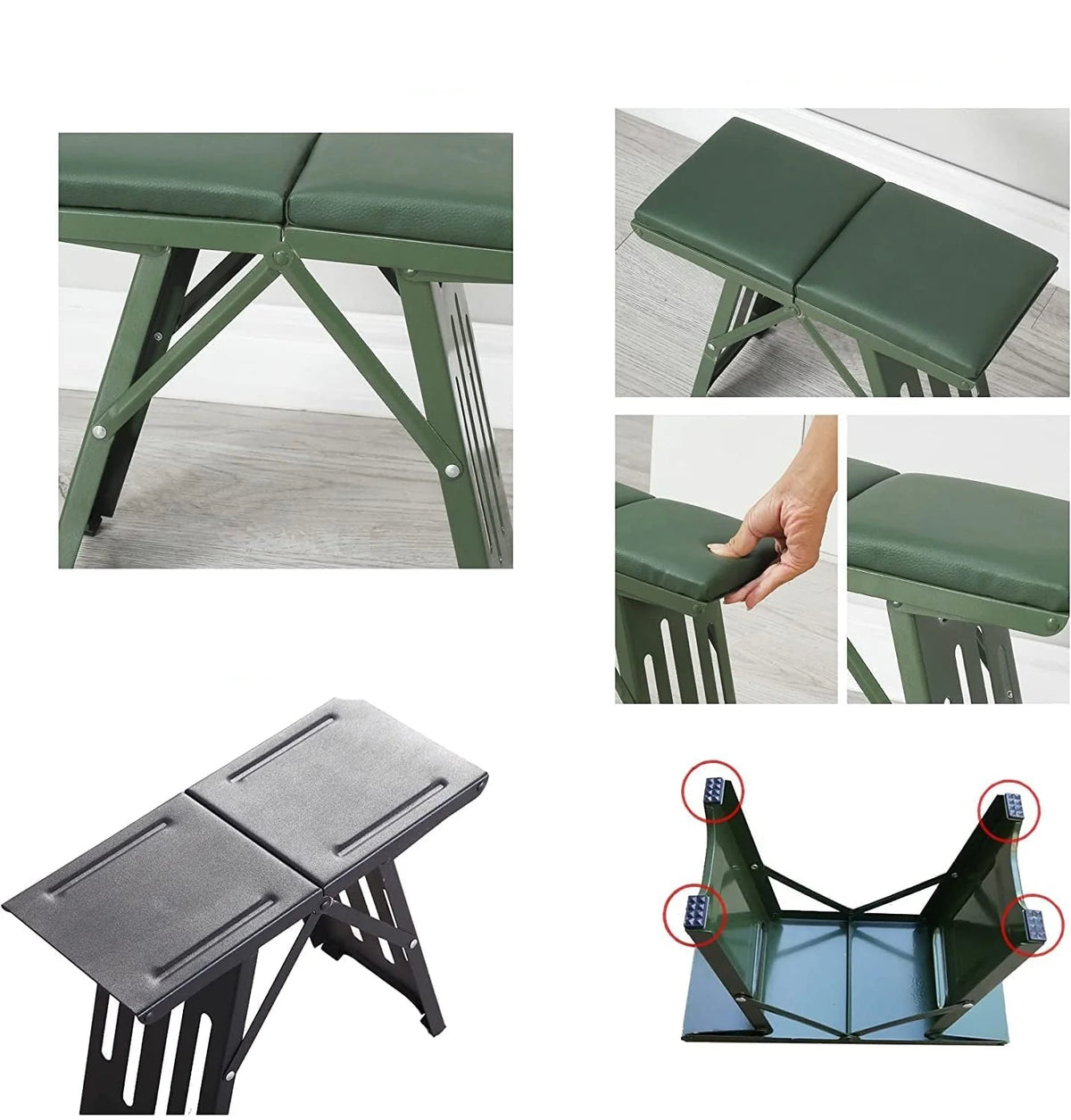 Outdoor Folding Stool Lightweight Aluminum Frame Supports 265 Lbs