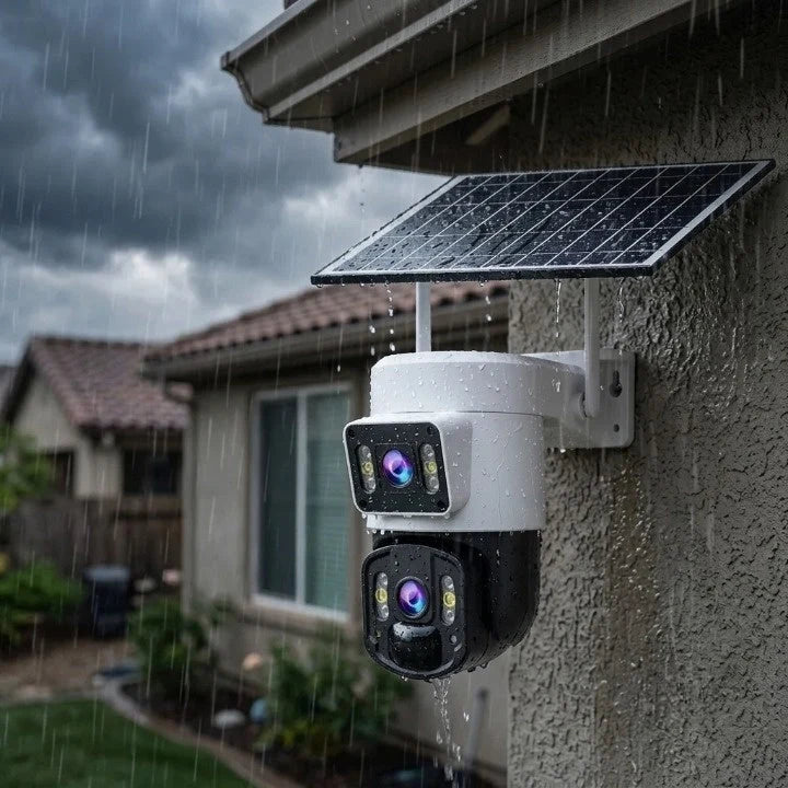Outdoor Security Camera 4K Panoramic Solar Powered