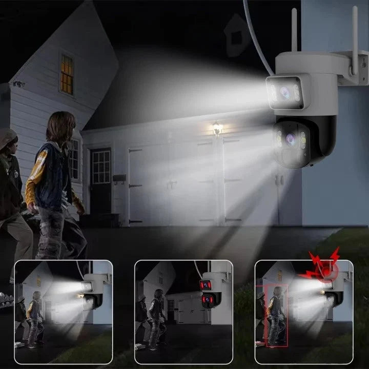 Outdoor Security Camera 4K Panoramic Solar Powered