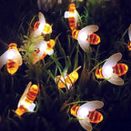Outdoor String Lights Honeybee Design Solar Powered & Weatherproof