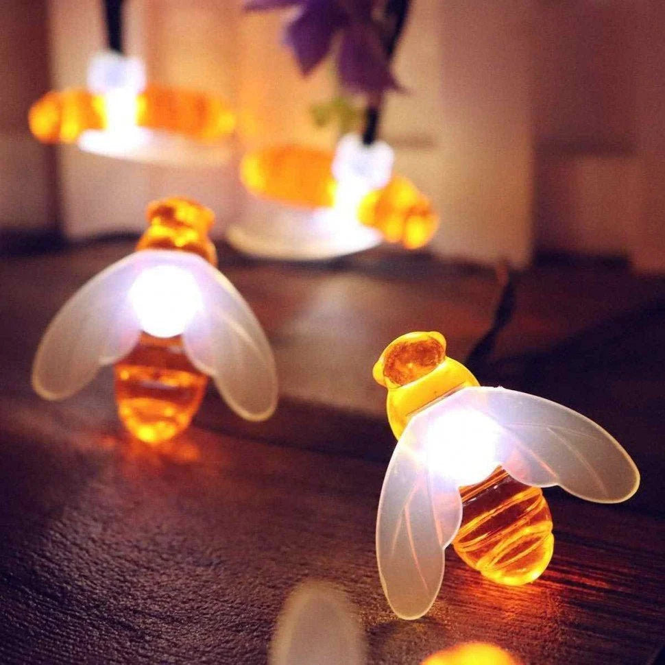 Outdoor String Lights Honeybee Design Solar Powered & Weatherproof
